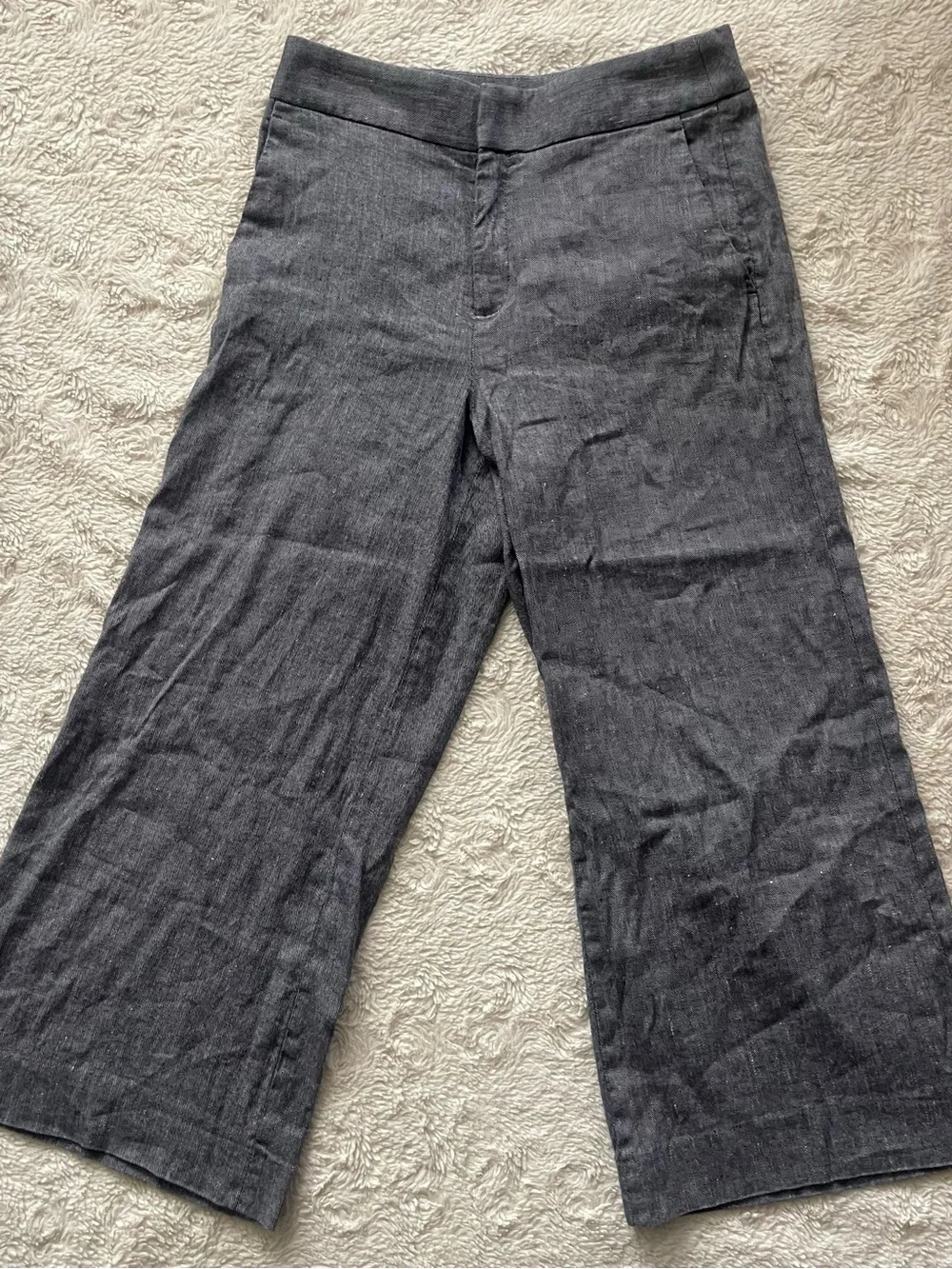 Banana Republic Men's Charcoal Wide-Leg Chinos Linen Blend